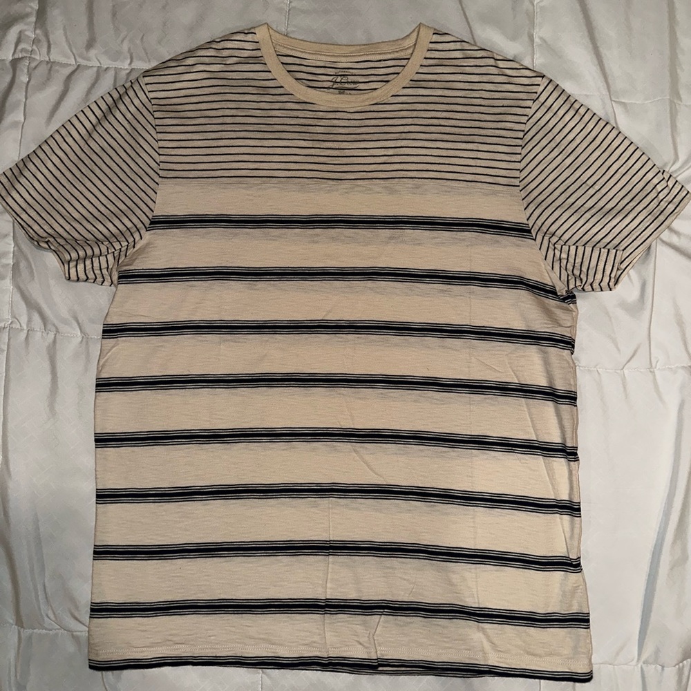 J.Crew, Large, Cream and Blue Striped T-Shirt